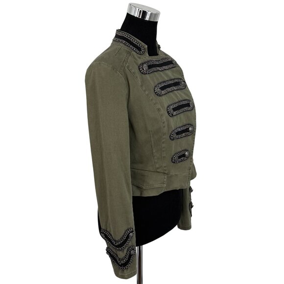 Free People Green Cropped Military Band Jacket 6| Napoleoncore Indie Sleaze Boho - Picture 11 of 16